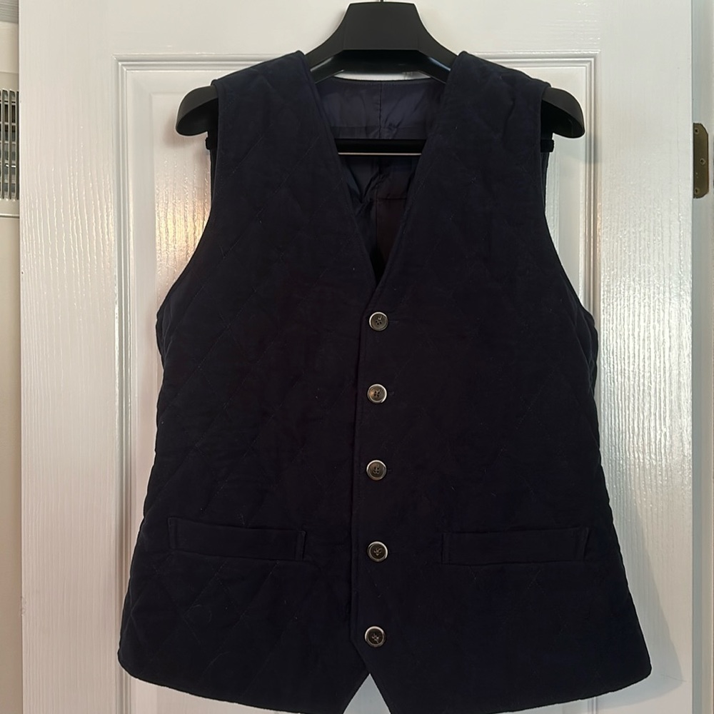 SuitSupply Quilted Navy Vest, XL